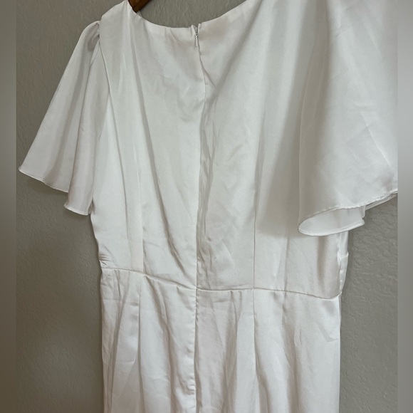 Eternal Bond White Satin Ruffled Flutter Sleeve Maxi Dress - Picture 4 of 10